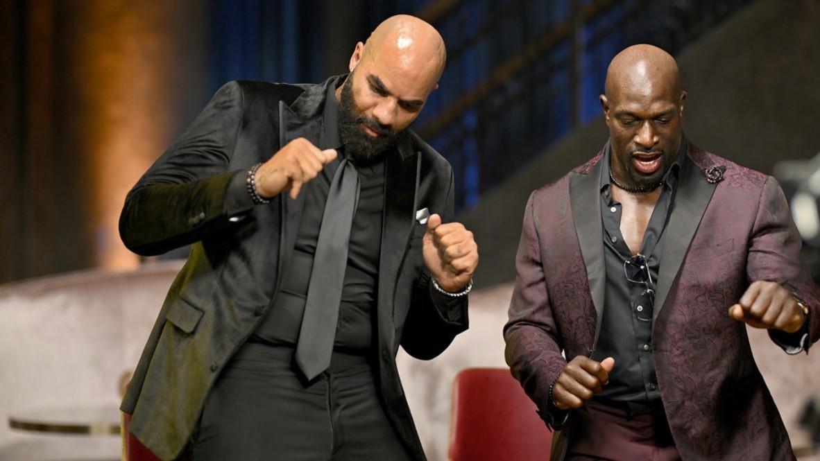 Carlos Boozer and Thaddeus Bullard dancing in Kings Court