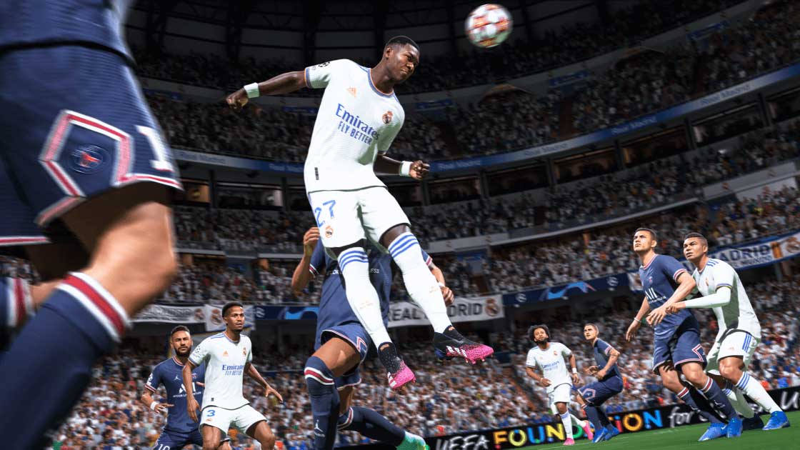 fifa 22 pre-order - player heading a ball