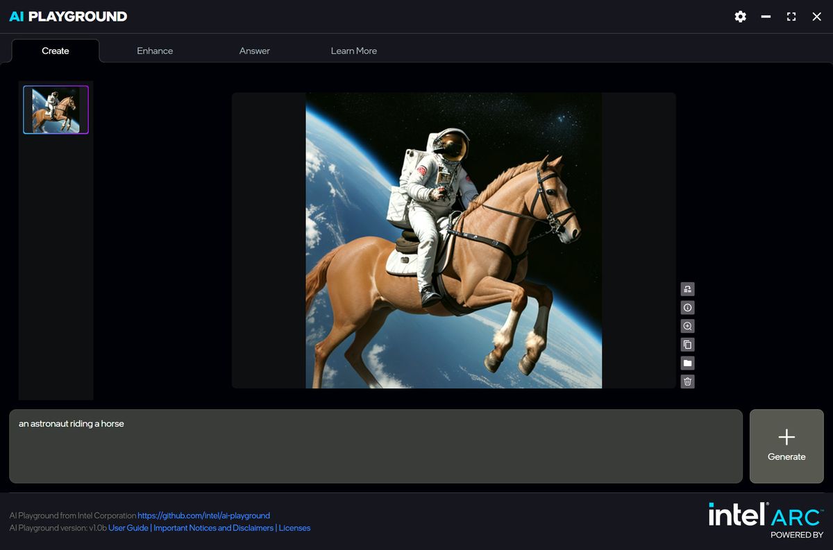 Screenshots of Intel's July beta version of AI Playground