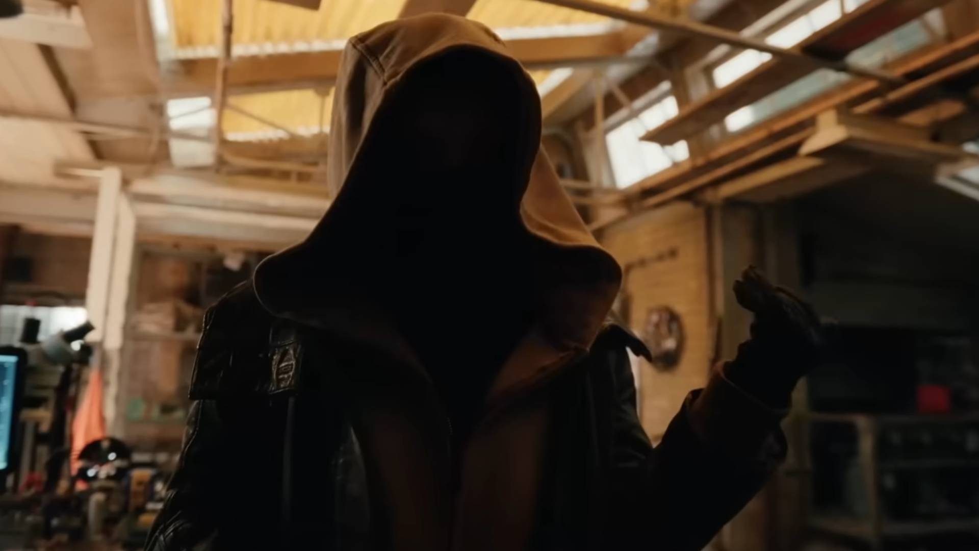 A screengrab of a unnamed character in the Spider-Man: Brand New Day trailer wearing a hood