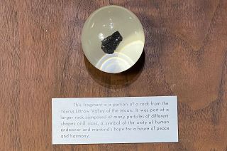 Each Apollo 17 goodwill display includes a 1.142 gram sample from a parent 2,957 gram stone.
