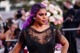 Laverne Cox arrives at THE 64TH ANNUAL GRAMMY AWARDS, broadcasting live Sunday, April 3 (8:00-11:30 PM, LIVE ET/5:00-8:30 PM, LIVE PT) on the CBS Television Network, and available to stream live and on demand on Paramount+*