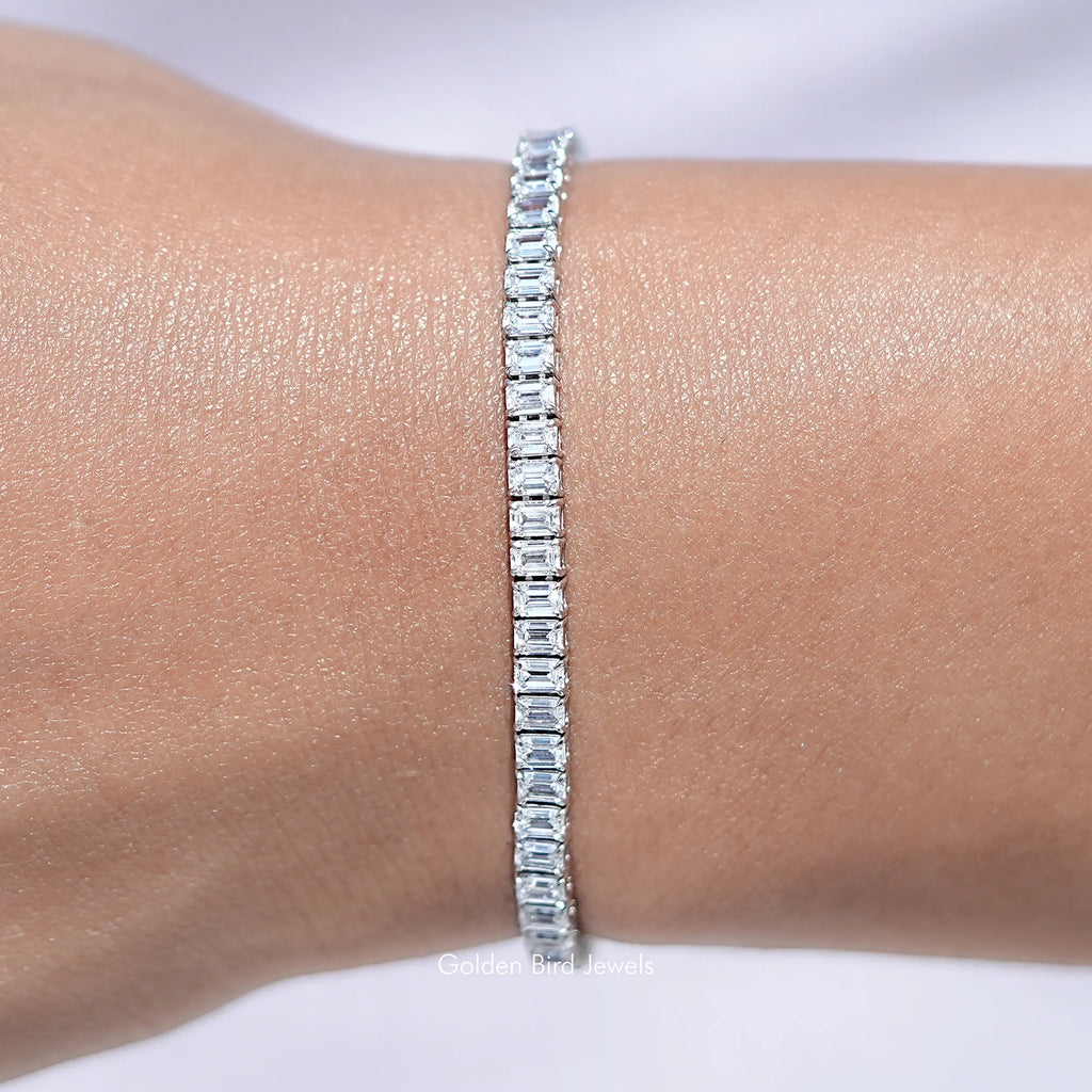 Emerald Cut Lab Diamond Tennis Bracelet