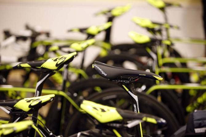 The Specialized bikes await the riders