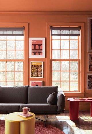 terracotta living room by Benjamin Moore Topaz