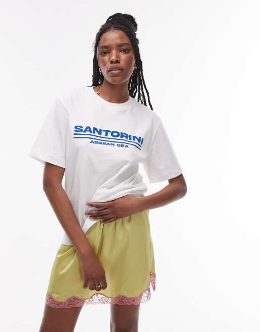 Topshop, Satin Mini Slip Skirt in Lime With Pale Pink Lace