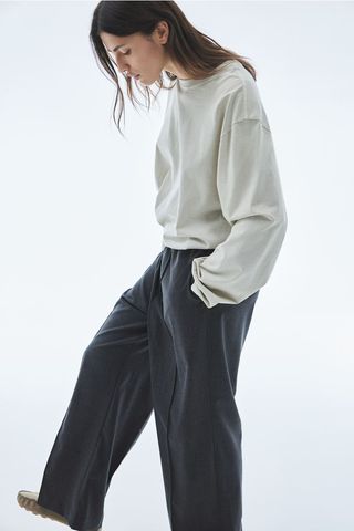 Wide Crease-Detail Pants