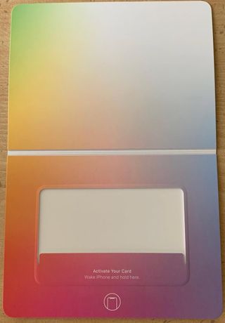 The inside of the sleeve the Apple Card comes in is ombre rainbow