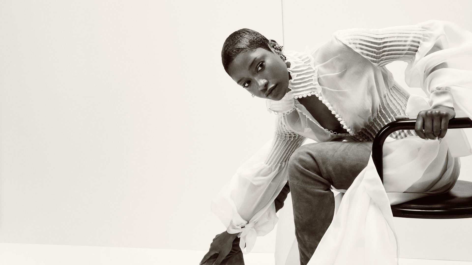 Keke Palmer wearing white dress and jeans for Marie Claire Mogul Issue