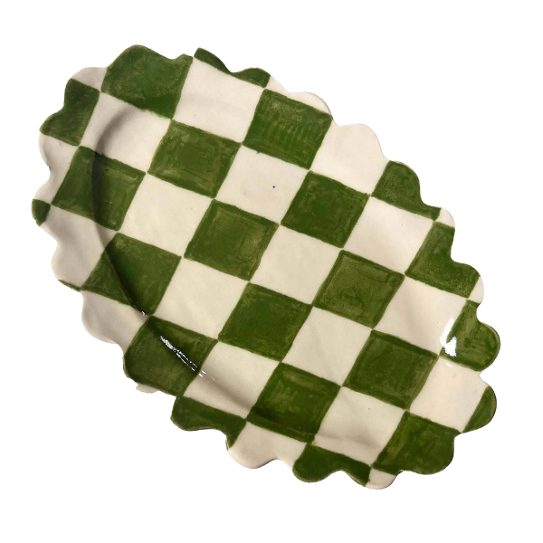 Gumnut Checkerboard Scallop Plate