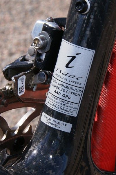 Isaac says the frame is made of ultra high modulus tubing and in this case we believe them