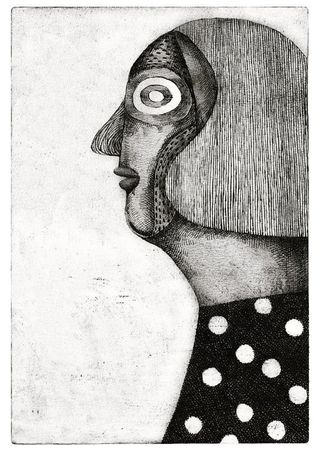 Black and white profile portrait of a woman
