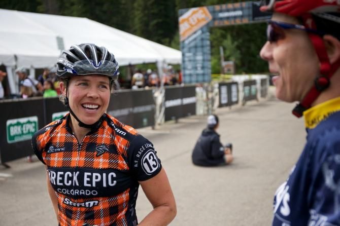Amanda Carey and Kate Aardal after the final stage of the Breck Epic