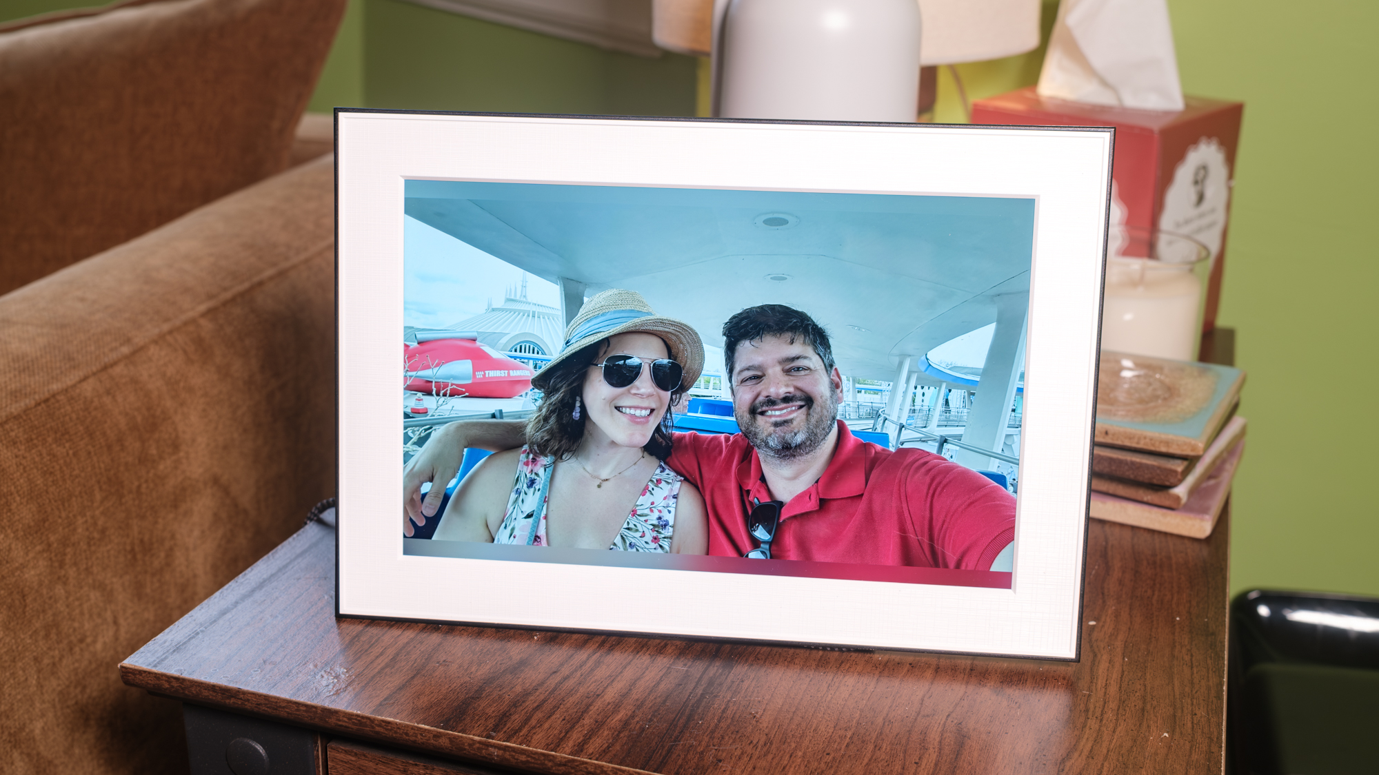 A Homture Magic Frame on a side table