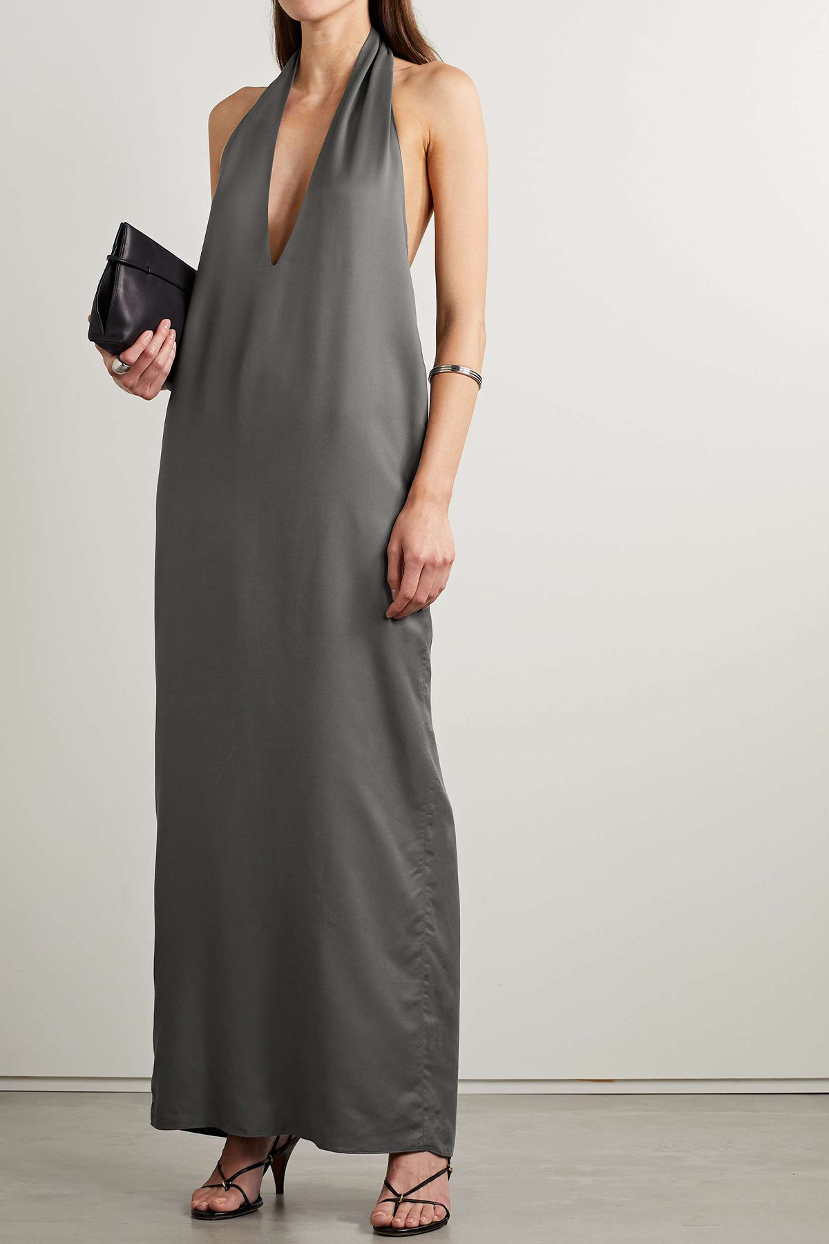 INTERIORThe Sybil twill halterneck maxi dress