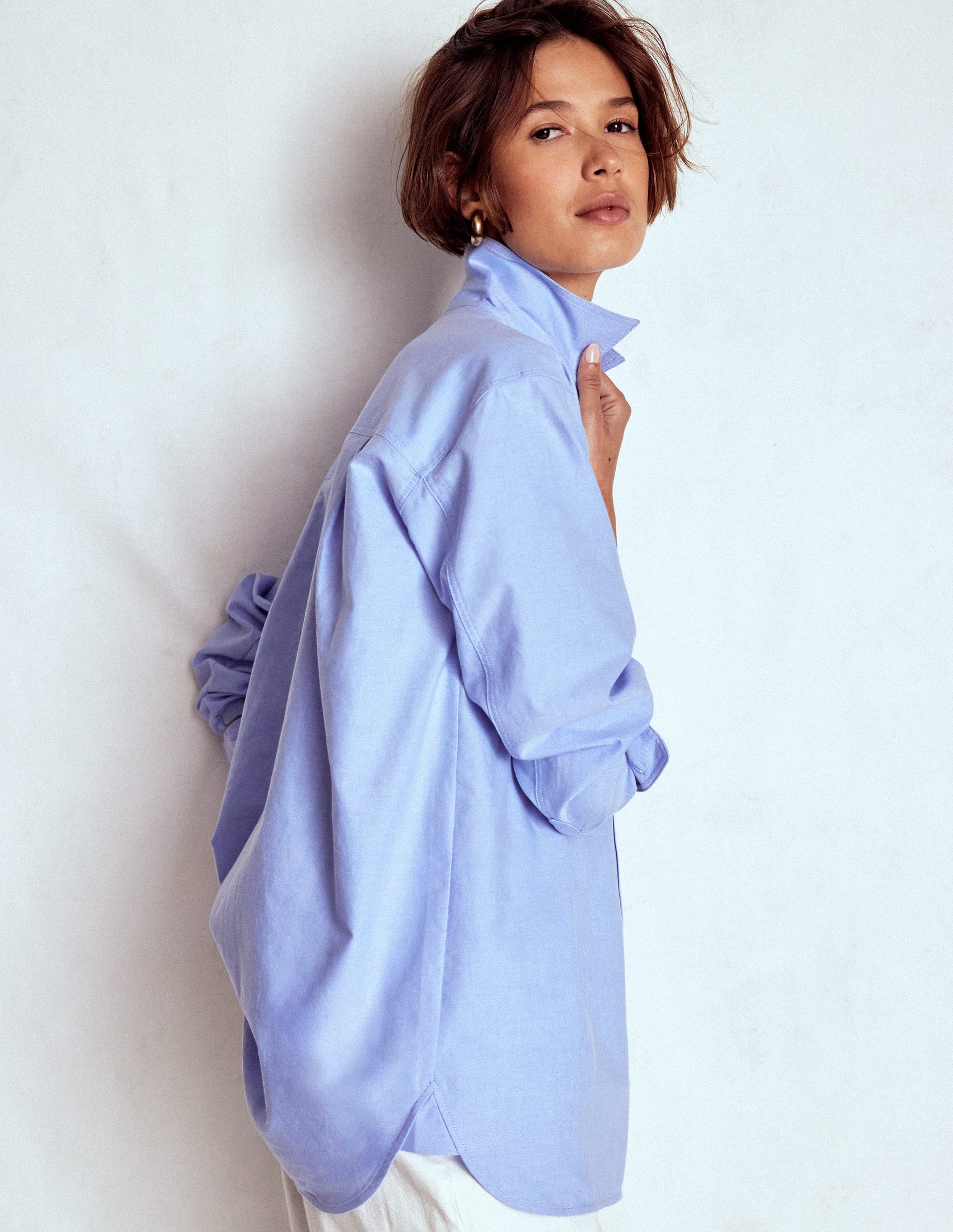 Sadie Relaxed Cotton Shirt-Blue Oxford
