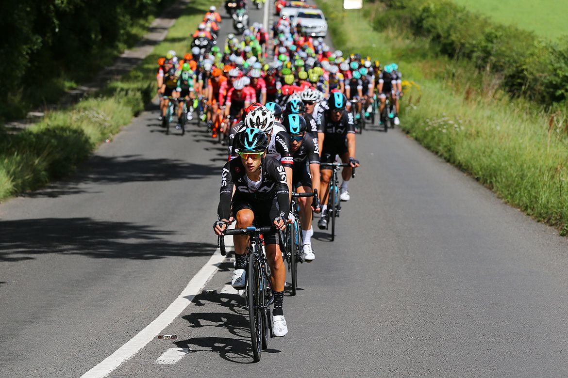 Sky at the head of the RideLondon peloton
