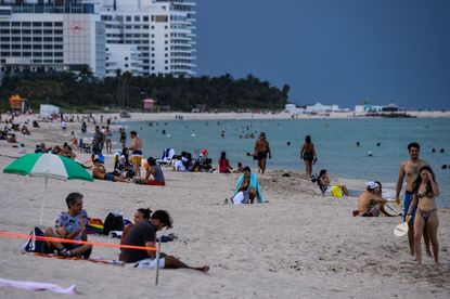 People on the beach in Miami.
