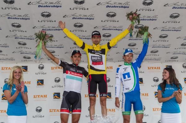 The GC podium: Matthew Busche (RadioShack-Nissan), Johann Tschopp (BMC) and Leopold Koenig (NetApp)