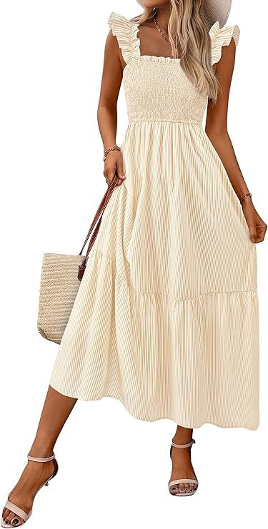 PRETTYGARDEN, Summer Smocked Midi Sun Dresses