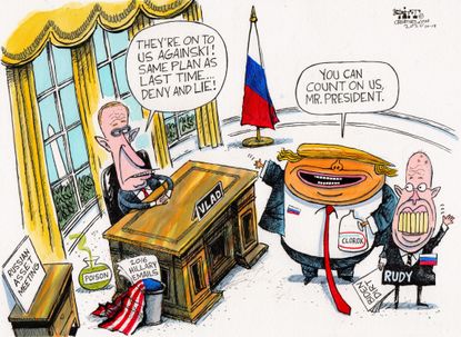 Political Cartoon U.S. Trump Putin Giuliani 2020