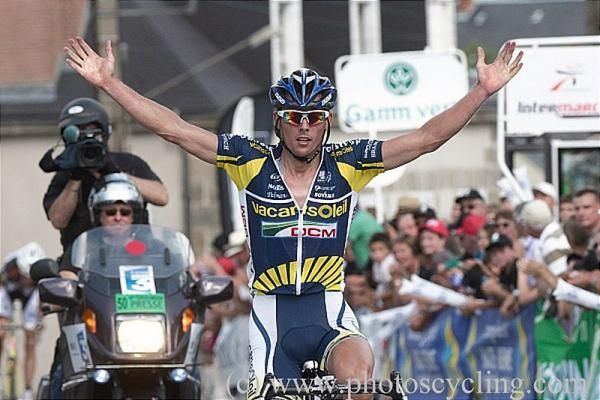 Bj&ouml;rn Leukemans (Vacansoleil-DCM) soloed to victory on stage 1 of the Tour du Limousin.
