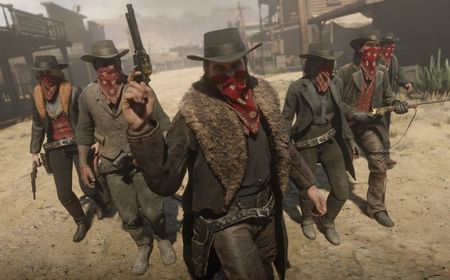 Western outlaws with masks and guns