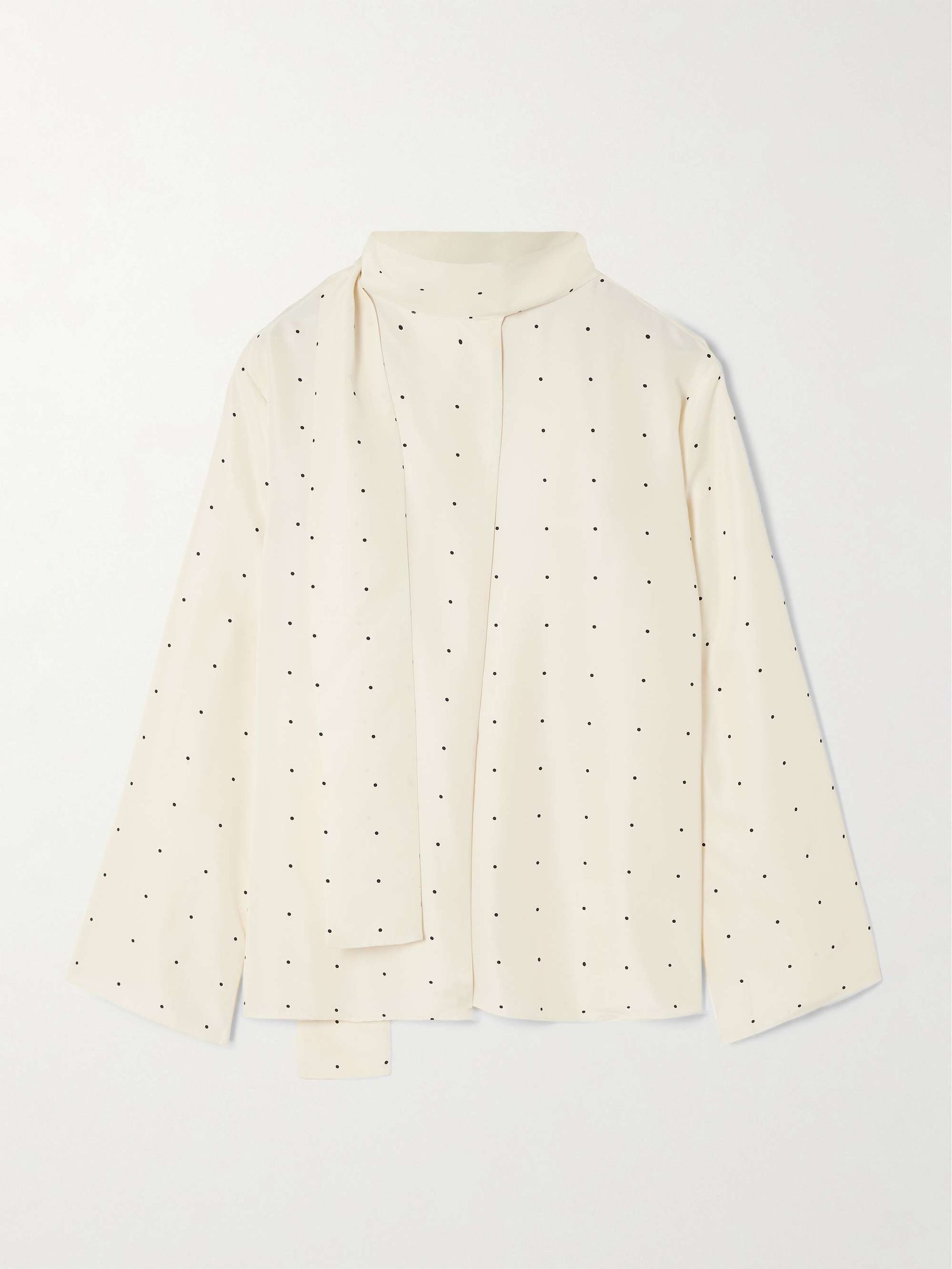 Tie-Detailed Polka-Dot Silk Blouse