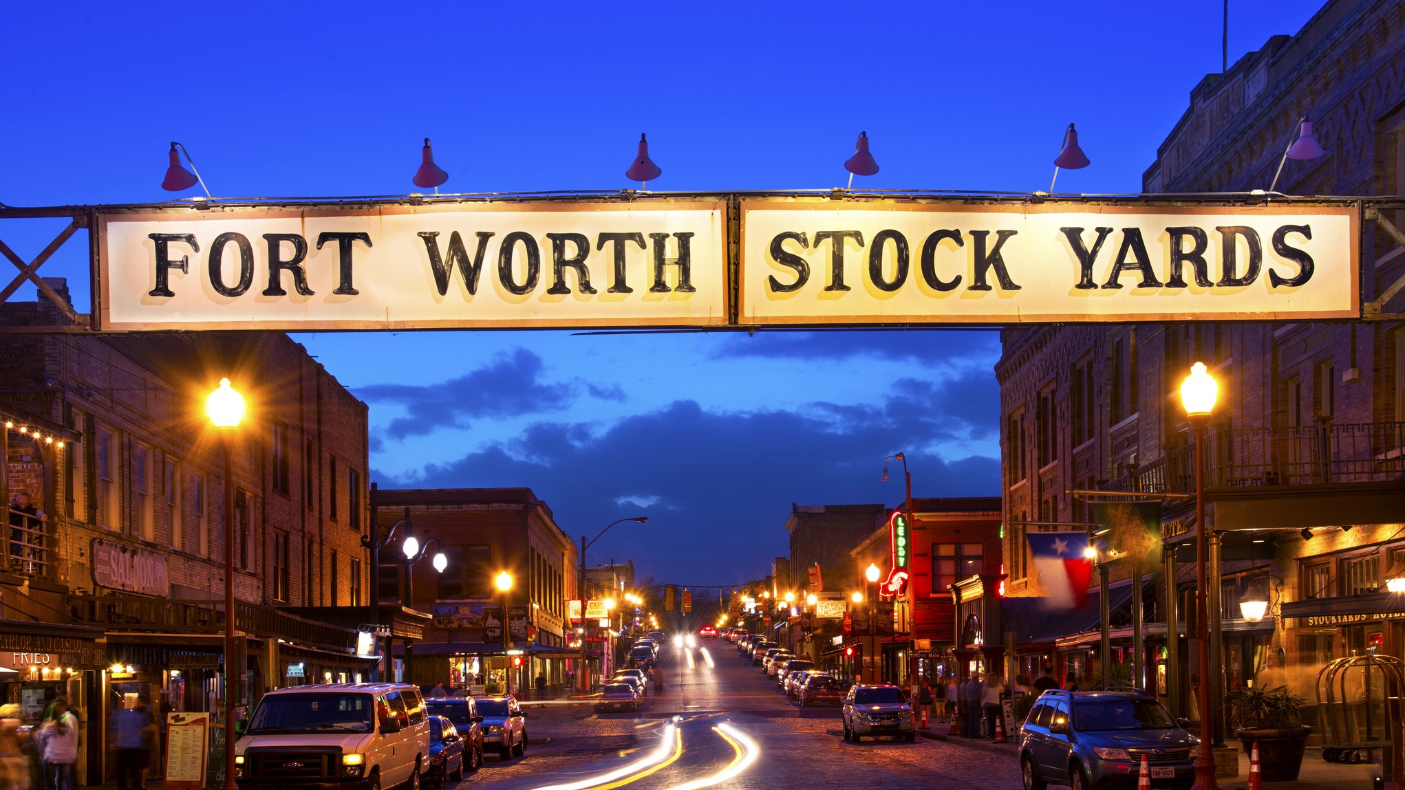 Fort Worth Stock Yards on Exchange Street is a historic district in Fort Worth, Texas. T