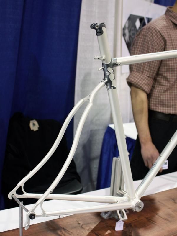 The gracefully curved seat stays on this Herbie Helm frame recall some of the shapes of yesteryear.
