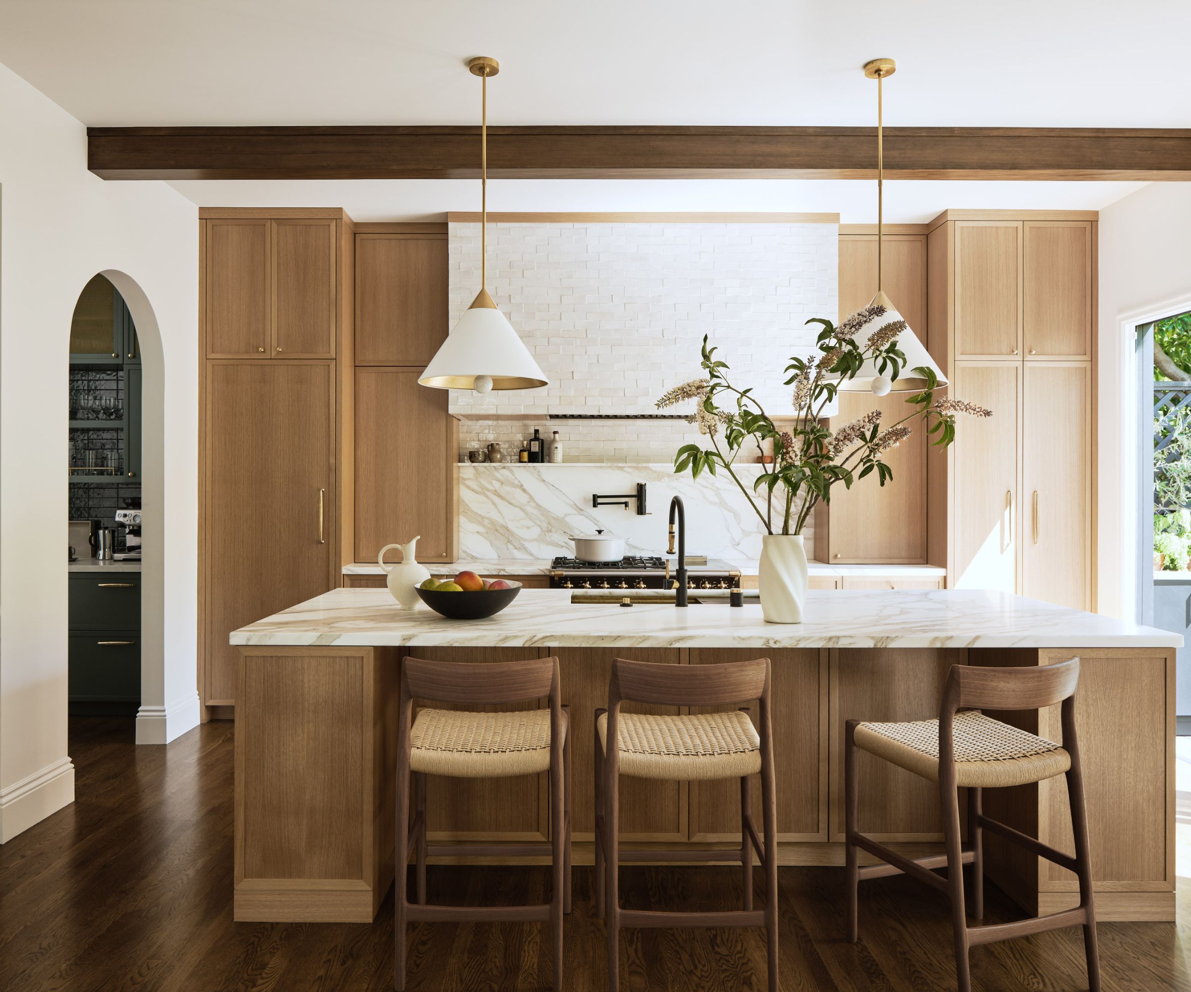 kitchen with wooden units and island