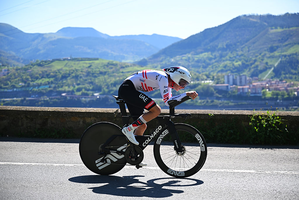 BILBAO, SPAIN - APRIL 06: Felix Grossschartner of Austria and UAE Team Emirates - XRG competes during the 65th Itzulia Basque Country 2026, Stage 1 a 13.8km individual time trial stage from Bilbao to Bilbao / #UCIWT / on April 06, 2026 in Bilbao, Spain. (Photo by Tim de Waele/Getty Images)