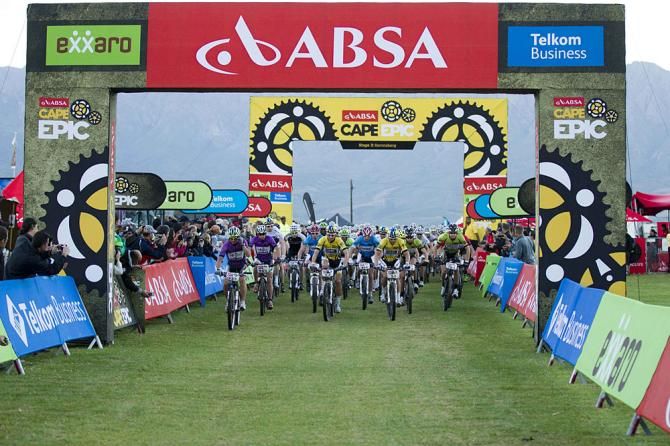 Racers roll out for the start of stage 3 of the Cape Epic