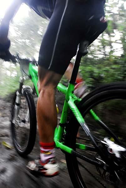 This rider's bike is still clean during stage 3.