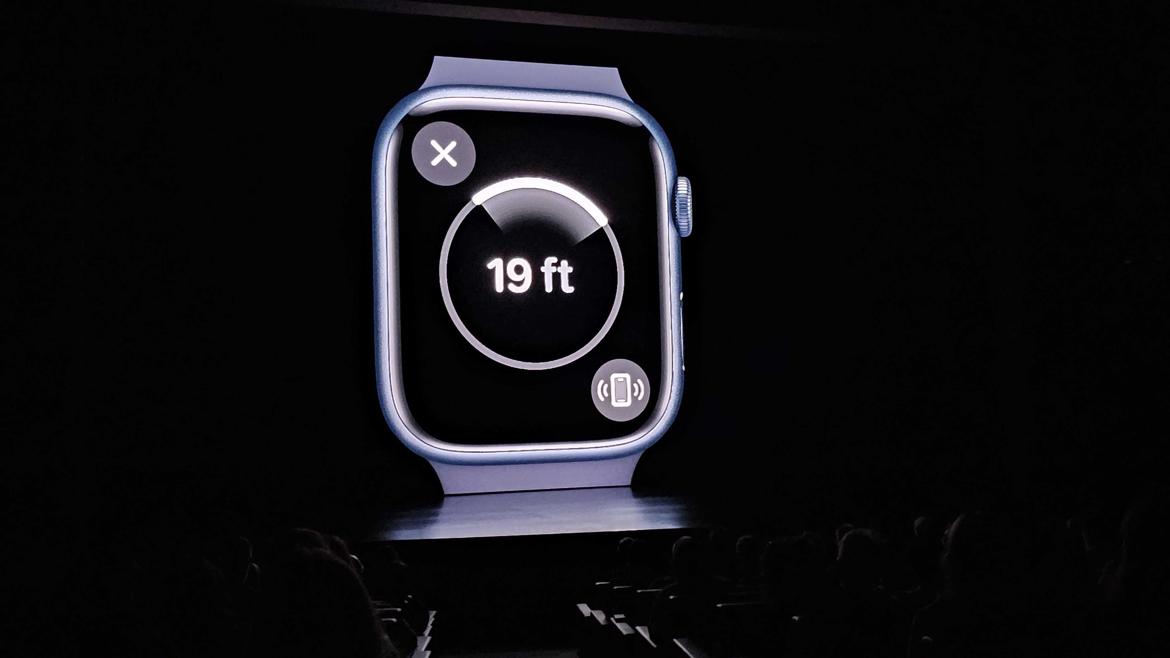 Apple Watch showing iPhone finder on screen