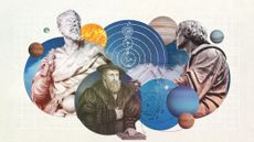 Galileo, Kepler and Copernicus with planets and orbital diagrams