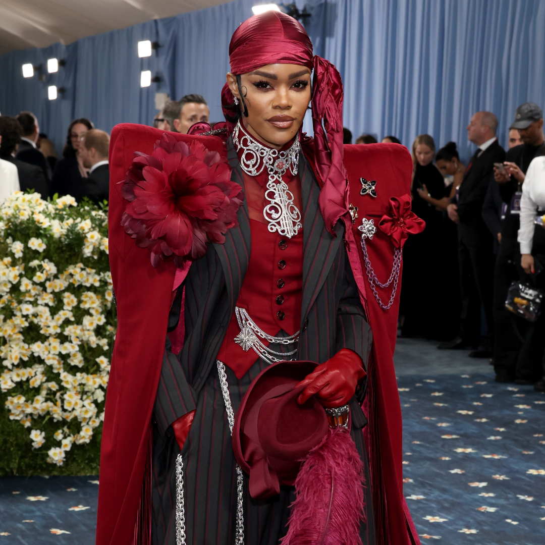 Teyana Taylor on the 2025 met gala red carpet.