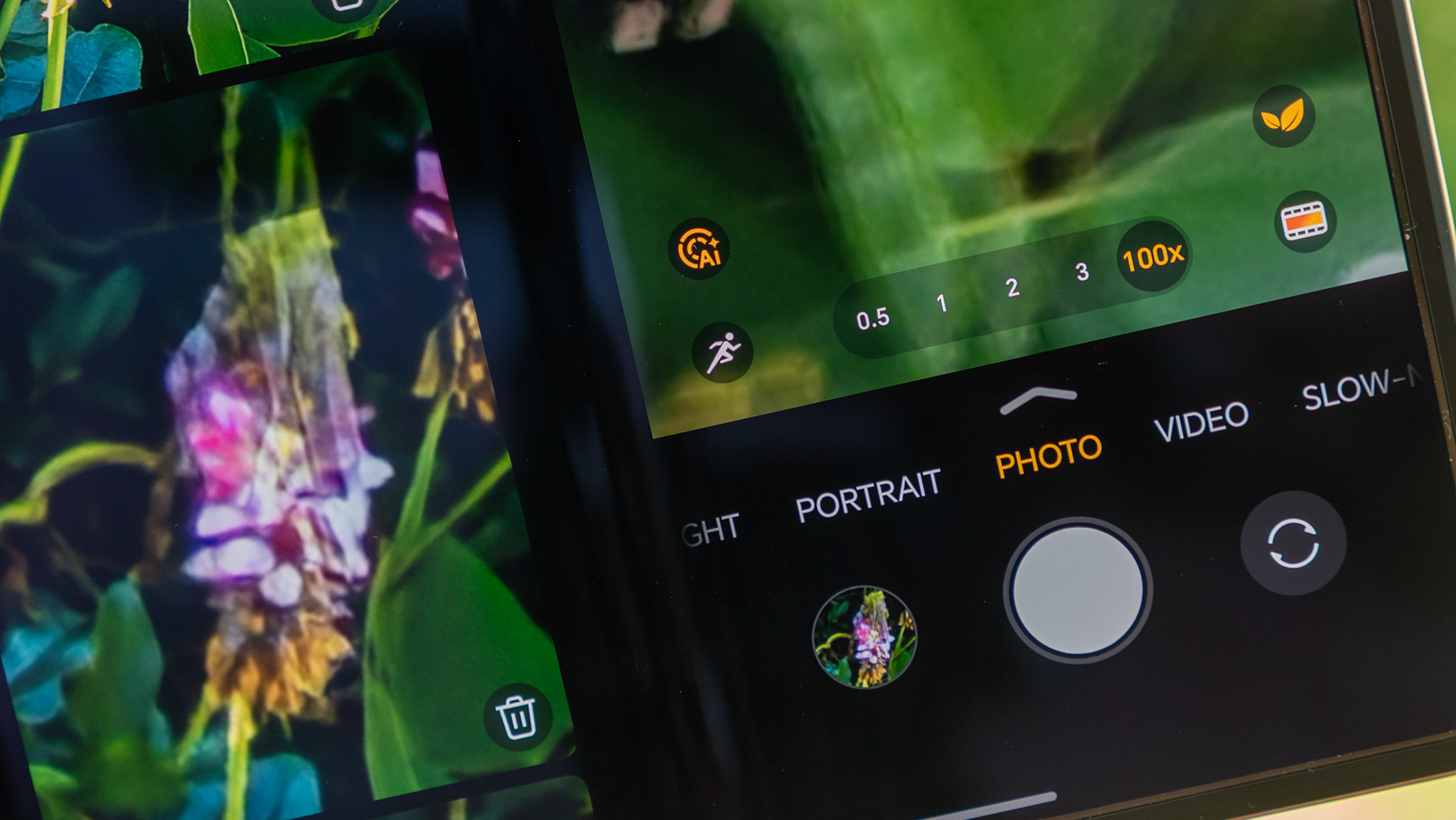 The camera viewfinder on the Honor Magic V5 with AI Super Zoom enabled