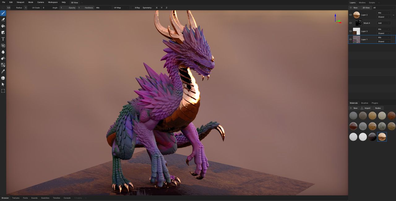 Screenshot from ArmorPaint texture app for 3D modelling
