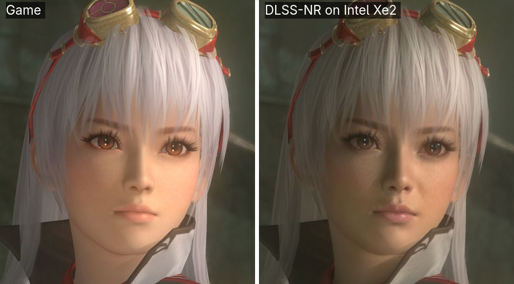A before/after comparison of DLSS 5 on Dead or Alive 5 Last Round.