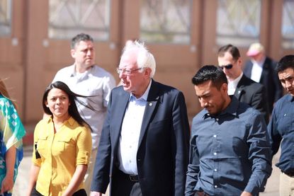 Bernie Sanders at the U.S.-Mexico border in Arizona.