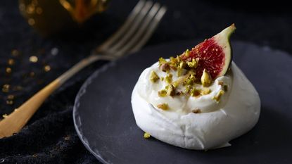 individual pavlovas with fig honey and pistachio
