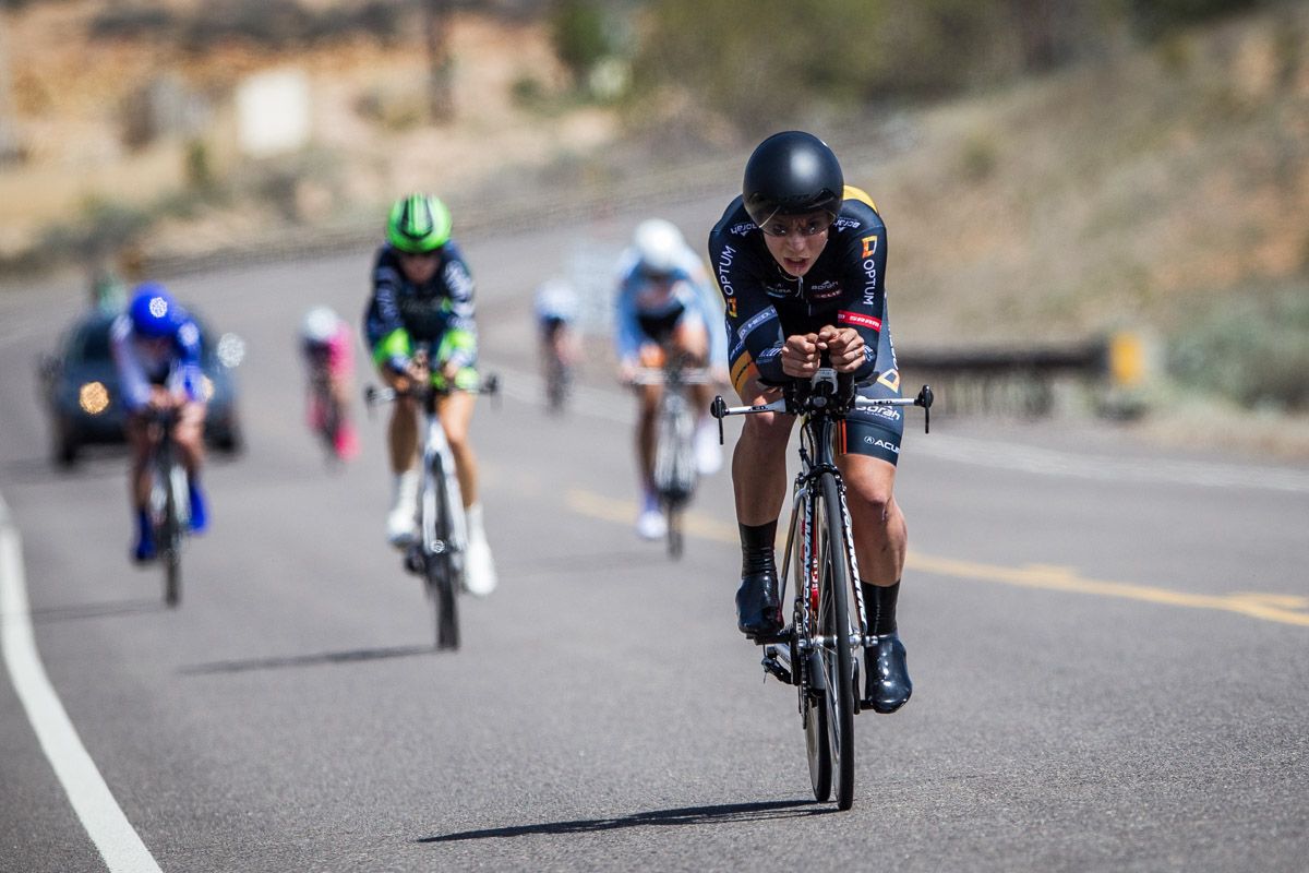 Brianna Walle (Optum) passes riders on her way to second place.