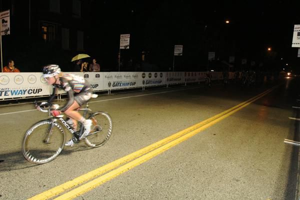 Maura Kinsella (Vanderkitten-Focus) on a solo breakaway at the Gateway Cup