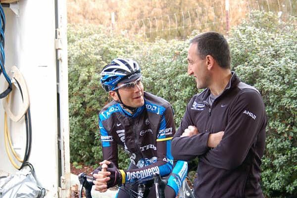 Ivan Basso discusses the prospect of a five hour ride with Discovery staff.