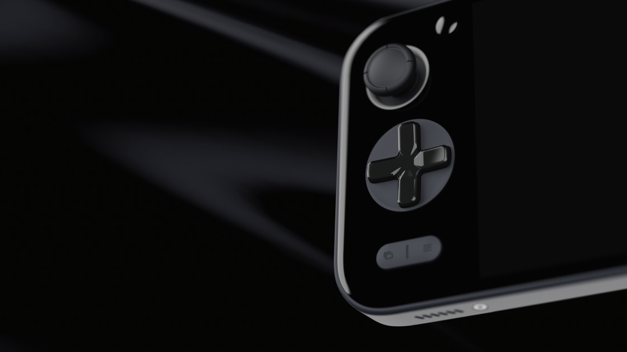 Ayaneo Pocket S in black close-up render on buttons