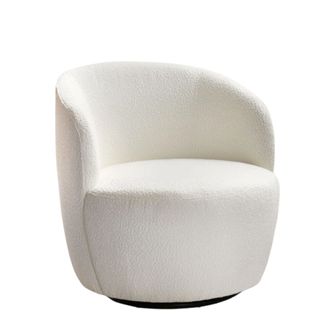 White bouclé swivel chair