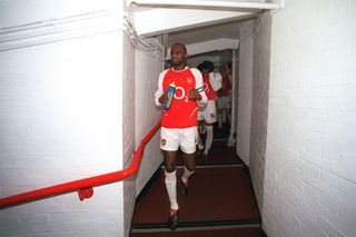 Patrick Vieira of Arsenal leads his team down the players tunnel before the Premier League match between Arsenal and Middlesbrough on January 10, 2004 in London, England.