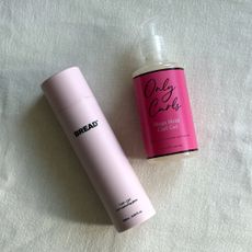 The Bread Beauty and Only Curls gels laid on an off-white fabric background