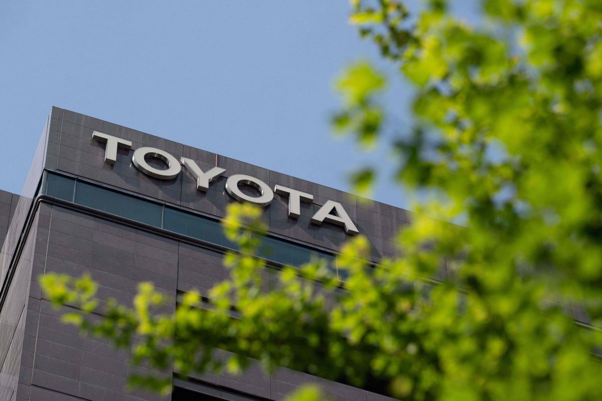 Toyota logo pictured outside the Japanese car maker&#039;s headquarters in Tokyo, Japan.